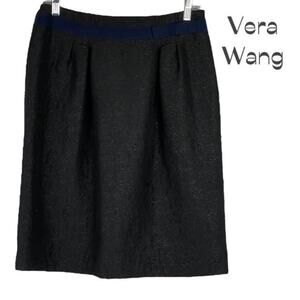 Vera Wang Metallic Black Pleated Skirt Size 2